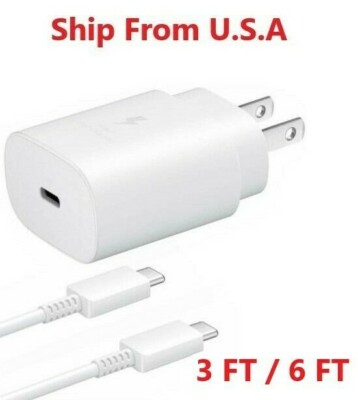25w Type USB-C Fast Wall Charger+3 Or 6FT Cable For Samsung Galaxy S21 FE 5G