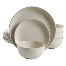 Better Homes & Gardens Zuri Matte 12-Piece Dinnerware Set Cream Dishwasher Safe