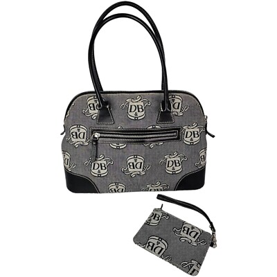 Dooney & Bourke Jacquard Crest Logo Signature Tweed Shoulder Satchel Equestrian 
