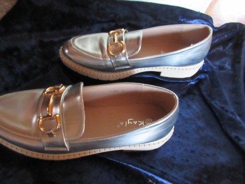 Damen Mokkassins Halbschuhe Slipper silber Gr 40 - Bild 2 von 6