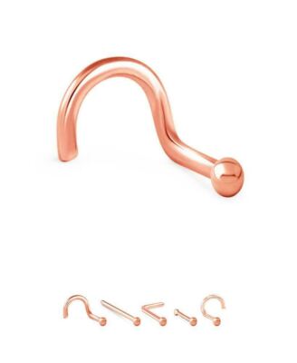 Rose Gold 925 Sterling Silver Nose Ring Stud Straight LBend Bone Screw Ball  22G