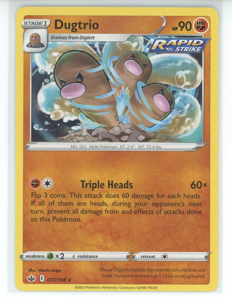 Pokemon 2021 S&S Chilling Reign Dugtrio 077/198 Rapid Strike Rare