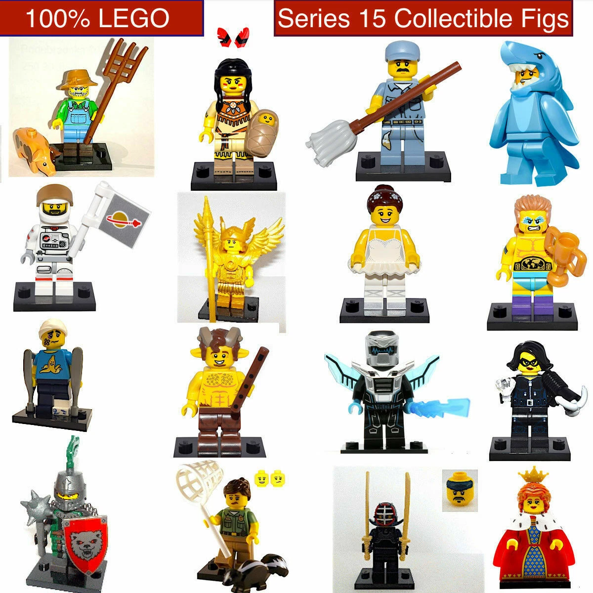 Parlament Halloween beundring Lego Series 15 Minifigures 71011 Shark Farmer Animal Goat Man Janitor  Tribal NEW | eBay