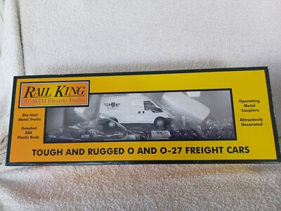 MTH Rail King Spur O 30-76674 Flachwagen mit Ford Transit Van Ladung