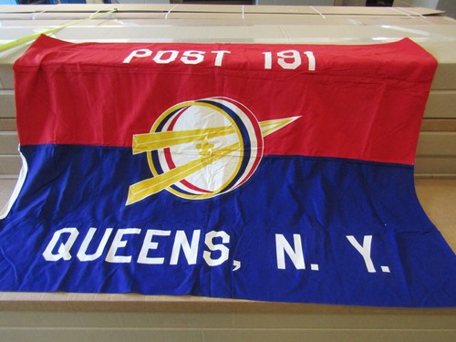 HUGE VINTAGE BOY SCOUT SCOUTING FLAG POST 181 QUEENS NEW YORK 52X66