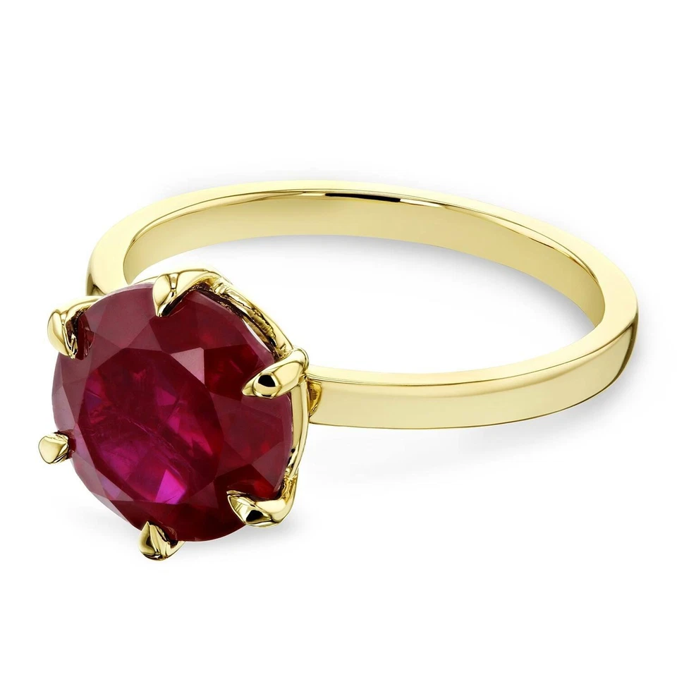 Natural certified 6.00 Carat 925 Sterling Silver Handmade Gold Plated Ruby Ring - Image 4 of 4