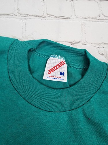 NOS Vintage Jerzees T-Shirt Adult M Teal Green Blank Streetwear Mens USA - Picture 3 of 6