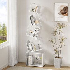 5-Tier Metal Bookshelf, 67"Tall Modern Bookshelf Storage Display Shelf Bookcase