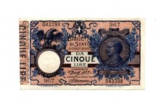 5 LIRE VITTORIO EMANUELE III° …