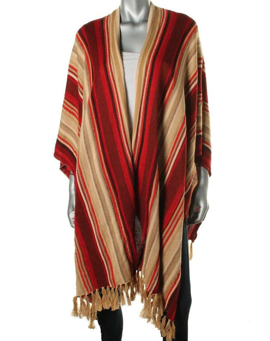 ,Ralph Lauren Poncho Red Linen Blend Size Petite Size Small