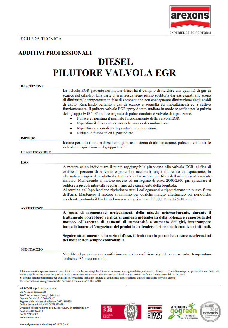 Spray Pulitore Valvola EGR Diesel AREXONS 200ml - Per Motori Diesel - Foto 2