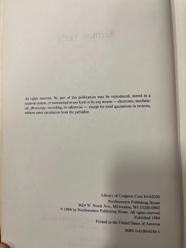Sermon Texts by Ernest H. Wendland (1984, Hardcover) - Picture 2 of 4