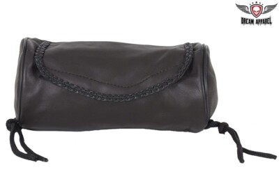 Leather Touring Motorbike Brown Tool Bag Motorcycle Braided Luggage