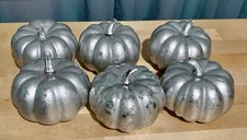 SET OF 6 SILVER LEAF STYROFOAM PUMPKINS BOWL FILLERS FALL THANKSGIVING