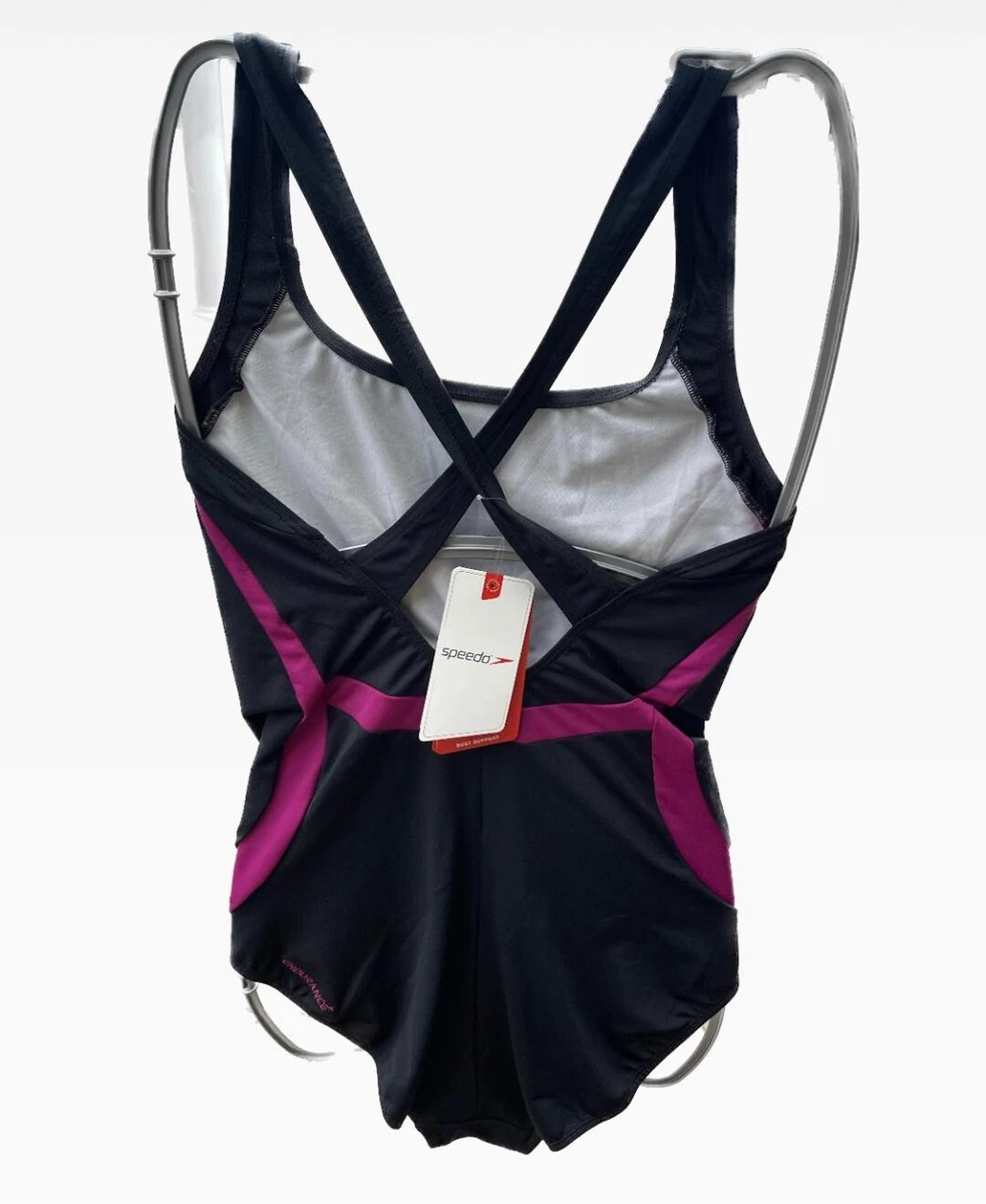 SPEEDO XYLIA WOMENS SWIMMING COSTUME SIZE 40 NEW BLACK