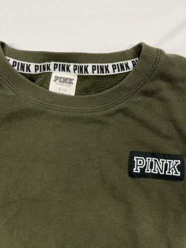 Victoria’s Secret PINK White Green Pullover Sweater Crewneck - Picture 2 of 4