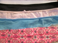 New 4 Ladies Thongs Cotton Panties  Size XL  XOXO Pink Print, Black, Blue,Pink  
