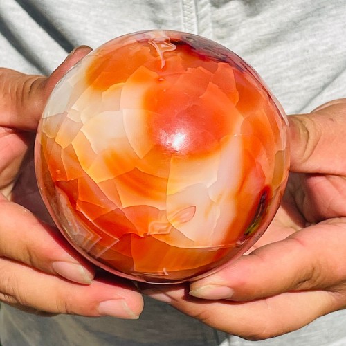 1060g Large Natural Carnelian Red Quartz Agate Crystal Sphere Specimen Healing - Picture 4 of 10