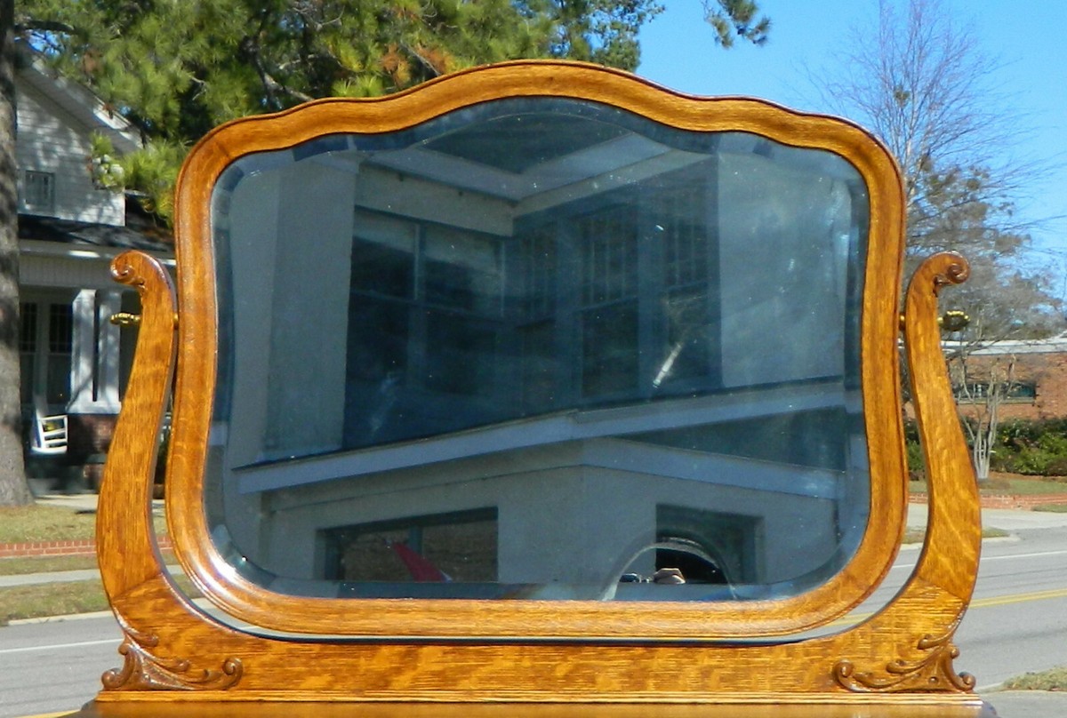 Fancy Tiger Oak Chest with Mirror~~Serpentine Front circa 1900 | eBay