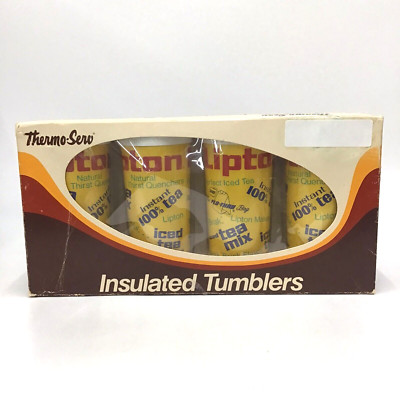 Vintage Lipton Iced Tea Advertising Promo Double Walled Tumbler Thermo Serv READ
