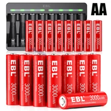 1.5V AA Li-ion Rechargeable Batteries Charger / 3000mWh EBL Lithium Battery LOT