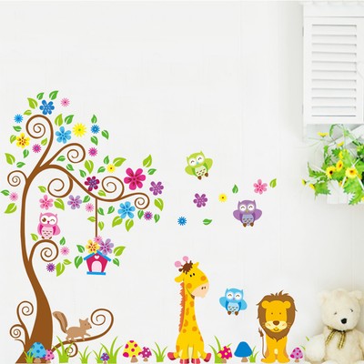 Wandtattoo Wandsticker Lowe Tiere Kinder Zoo Wald Eule Baum Kinderzimmer Xxl Ebay
