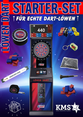 Löwen Dartautomat HB10 in Rot Blau Modell 2026 Update V4 Super Starter Set