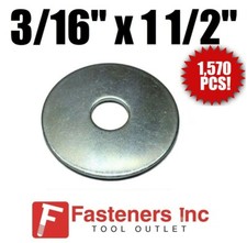 3/16" X 1 1/2" 1570/PCS Bulk Box 50/LBS Zinc Plated Fender Washer 50# Bulk Box