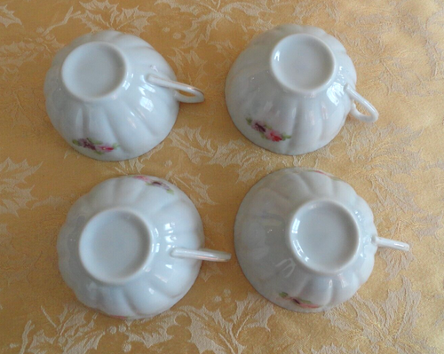 4 Sets Antique Japanese Thin Porcelain Cups & Saucers Floral W/ Gold Gilt - Picture 8 of 9