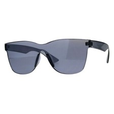 Monoblock Rimless Sunglasses Thick Square Frame Unisex Shades UV400 Gray