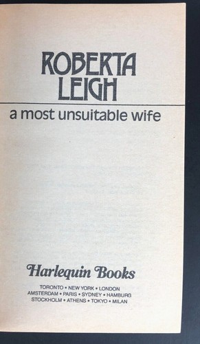 A Most Unsuitable Wife book by Roberta Leigh Romance Harlequin Presents #1298 - Imagen 8 de 9