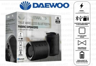 DAEWOO TRUE WIRELESS FABRIC BLUETOOTH LAUTSPRECHER 5W LEISTUNGSSTARK 1200MAH*ZWEIER SET*