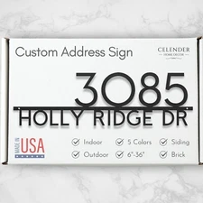 Personalized Metal Address Sign - 12-36", 5 Colors - Modern House Number Plaque