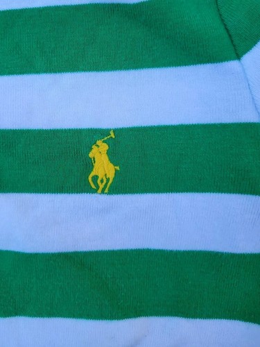 Ralph Lauren L/S 100% Thin Cotton Sz.Lg Ribbed Sweater/Top Green & White Striped - Picture 4 of 9