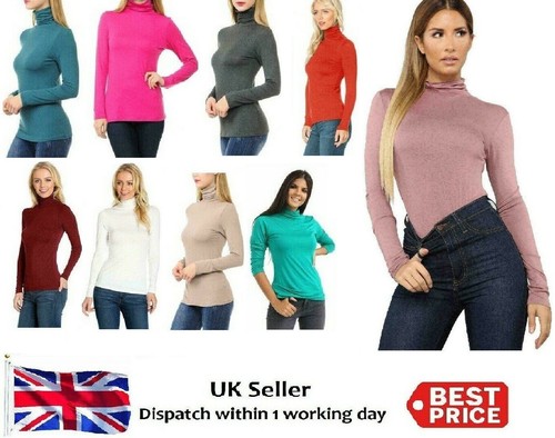 LADIES WOMENS POLO NECK TURTLE ROLL 