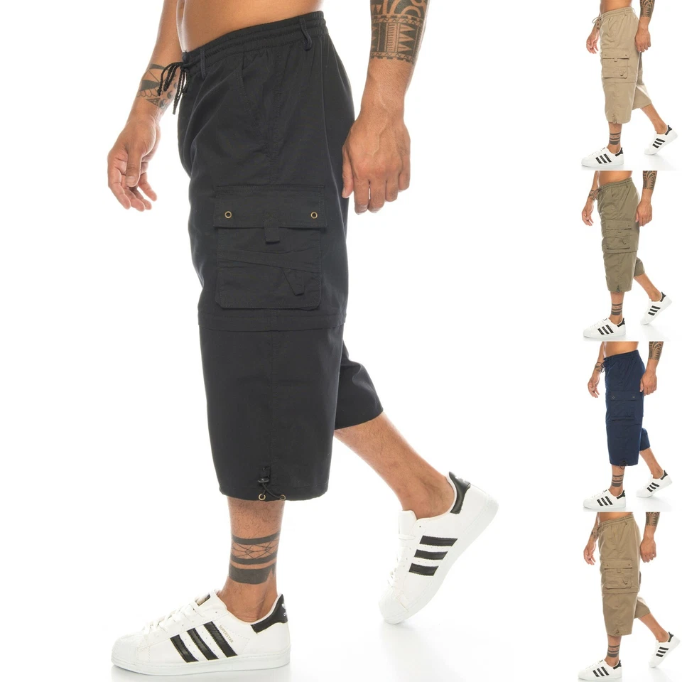 Herren Bermuda Cargo-Shorts Capri-Hose abnehmbare Beine Zipp-Off 3/4 kurze Hose - Bild 1 von 1