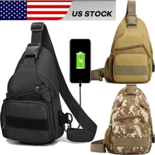Men Outdoor Tactical Backpack Shoulder Sling Bag Chest Pack Sport Travel Hiking