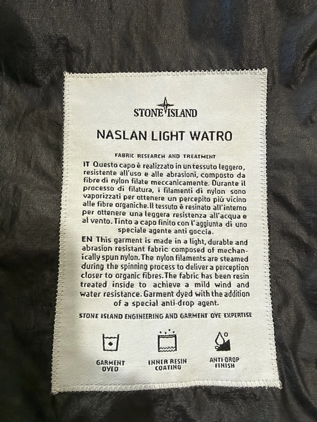 Stone Island Naslan Light Watro Hooded Jacket Black Large 761540632 $1040 - product detail image 7