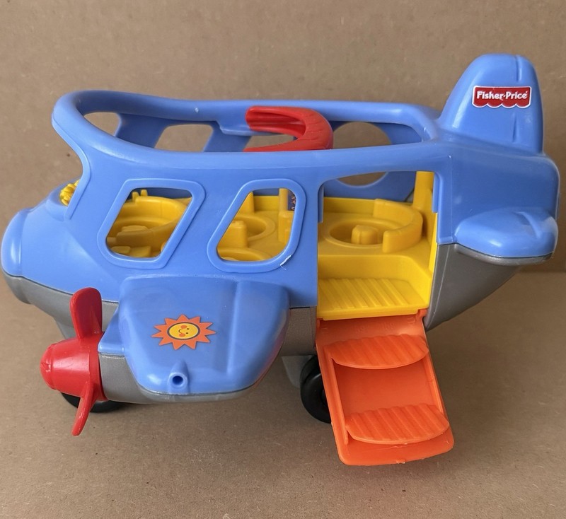 Fisher-Price Little People Blue/Yellow Airplane Jet with Orange Ramp