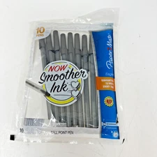 NEW 10-pk Paper Mate Eagle Ball Point Pens Capped Gray Body 1.0mm Black 2012