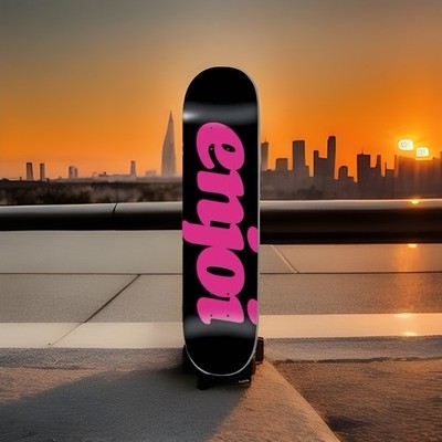 enjoi Skateboard Deck black / Pink Flocked 7.75 Skate (new)  