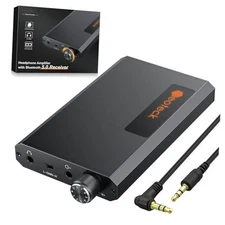  Portable 3.5mm Headphone Amplifier with Bluetooth 5.0 Receiver, Two-Stage 