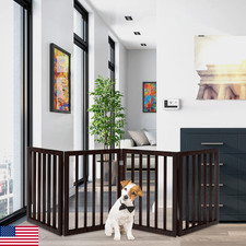 Pet Gate - 4-Panel Indoor Foldable Dog Fence For Stairs Hallways Or Doorways -