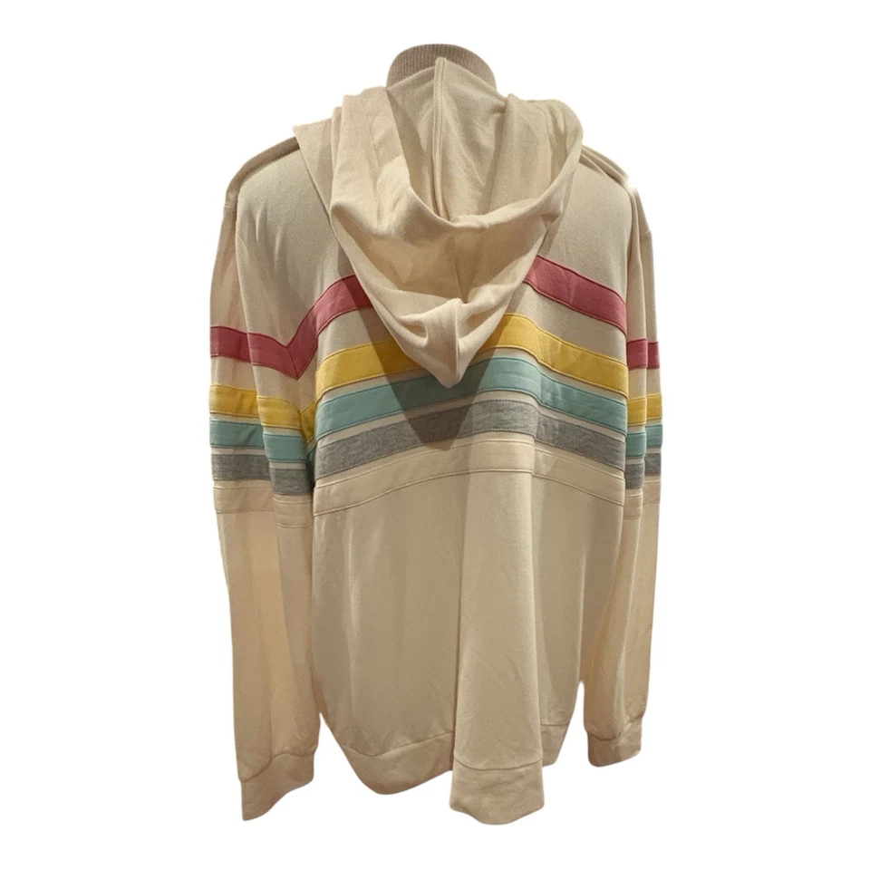 Sudadera con Capucha Torrid Crema con Rayas Multicolores Para Mujer Talla 2 Plus Foto 2 de 4