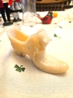 Fenton~Peach/Pink~Hobnail~Cat Head~Milk Glass Shoe/Slipper~HTF Color