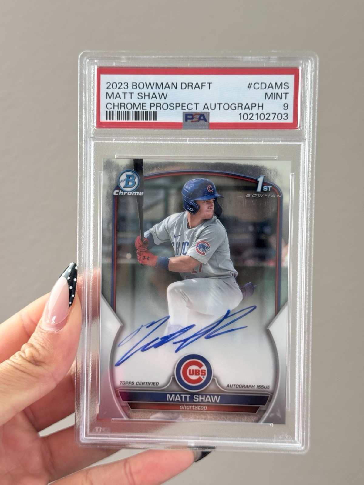 2023 Bowman Draft - Chrome Prospect Autographs Matt Shaw #CDA-MS (AU, RC)