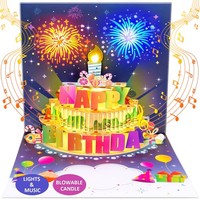 Geburtstagskarte Pop-Up-Musik Licht Kerze Feuerwerk Geschenk FüR Frauen MäNner
