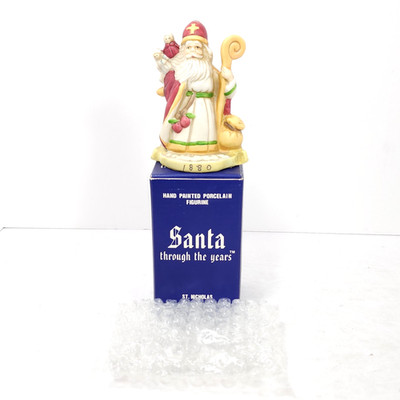 Santa Through The Years St. Nicholas 1880 Christmas Porcelain Figure 4'' 1990 Vtg