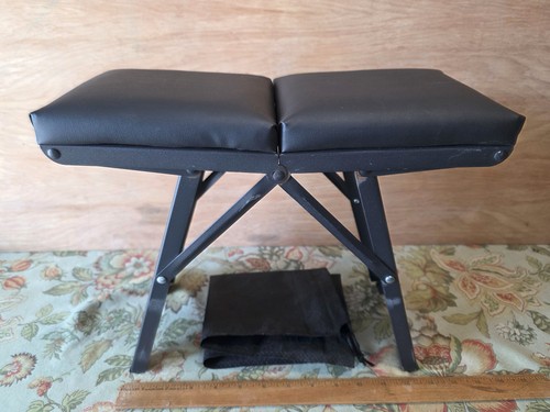 Portable Folding Camping Padded Stool Steel w Non Slip Feet & Carry Bag