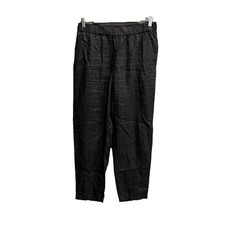 Eileen Fisher Black 100 Organic Linen Pull On Women's Pants Size Petite Medium